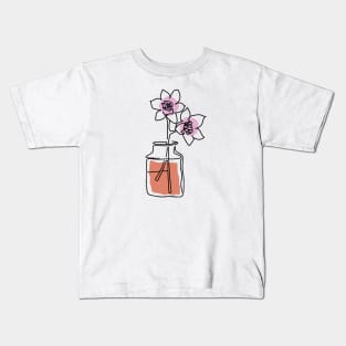 Asiatic Lily Flower Minimal Line Art Kids T-Shirt